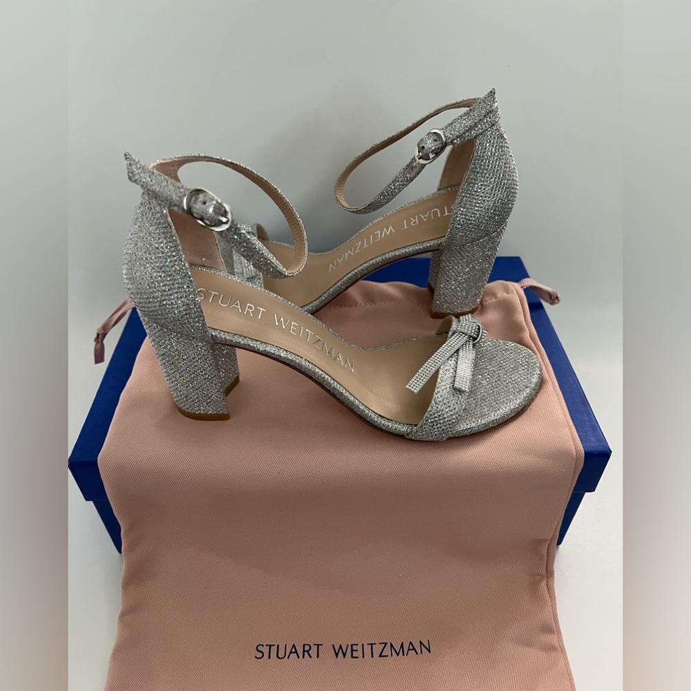 NWB  STUART WEITZMAN Women’s Nearlynude Ankle Strap Bow Sandals